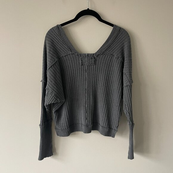 Free People Gray V-Neck Sweater - Picture 3 of 10